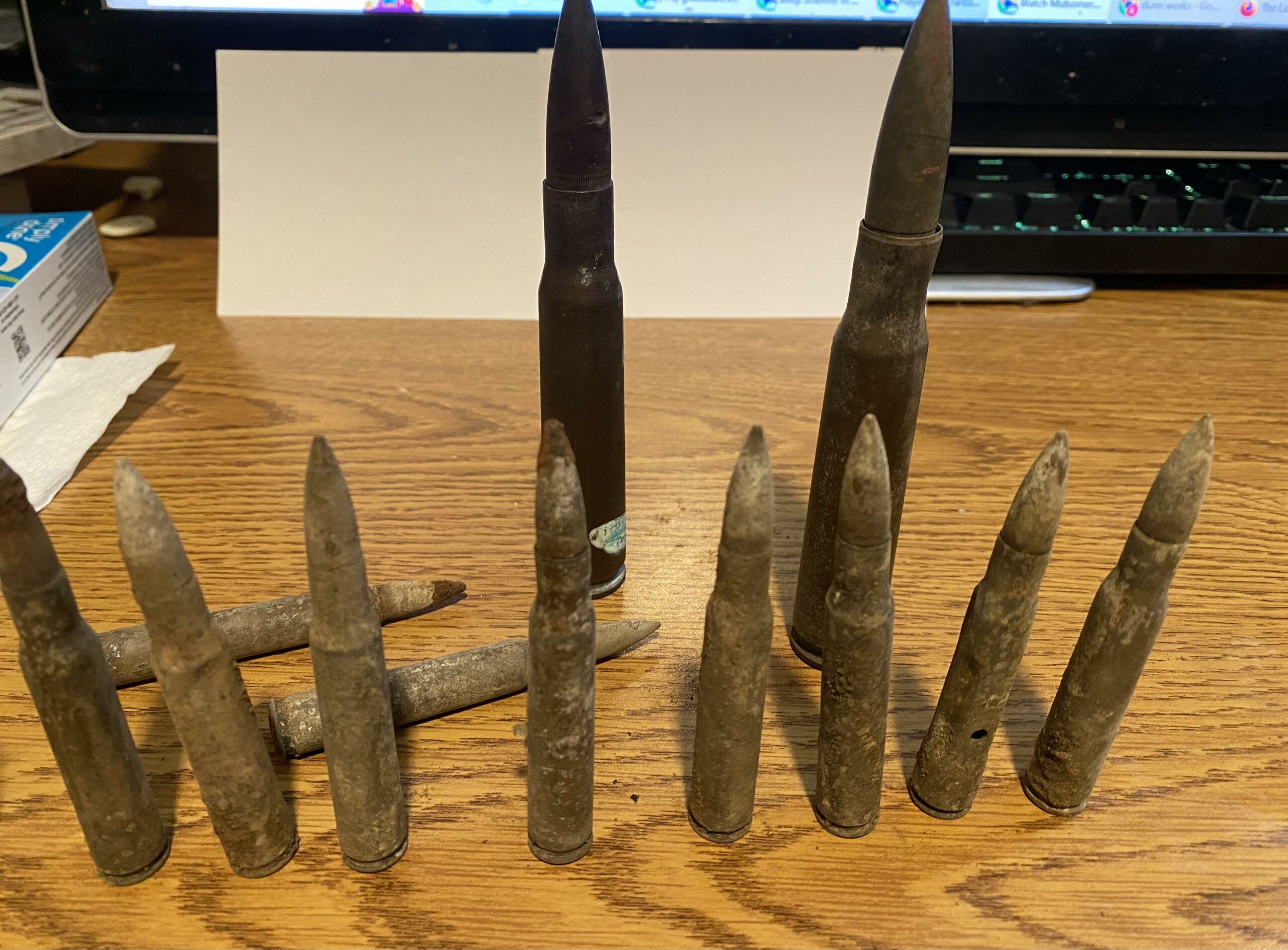 Balle inerte de calibre .50 BMG/30-06 Springfield de la Seconde Guerre mondiale